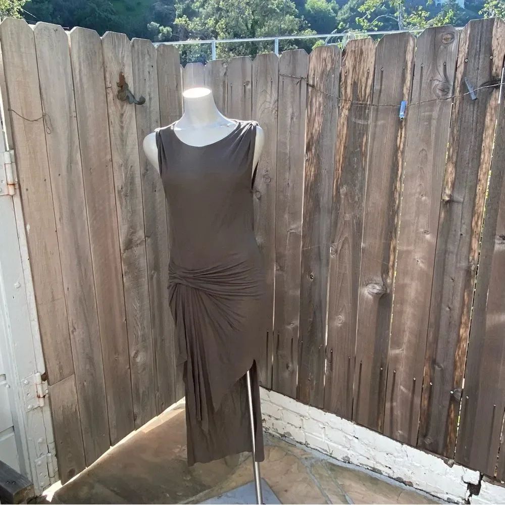 All Saints Riviera Tavi Ruched Asymmetrical Jersey Dress size 4